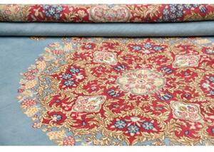 Tappeto Kerman Medaglione Floreale Azzurro Rosso 280x385 Cm