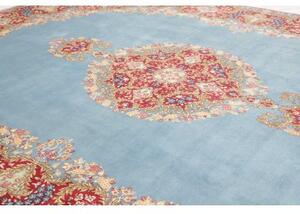 Tappeto Kerman Medaglione Floreale Azzurro Rosso 280x385 Cm