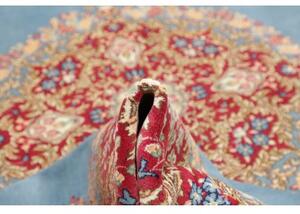 Tappeto Kerman Medaglione Floreale Azzurro Rosso 280x385 Cm