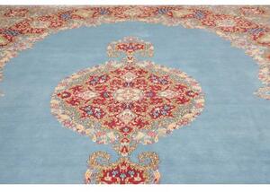 Tappeto Kerman Medaglione Floreale Azzurro Rosso 280x385 Cm