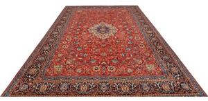 Tappeto Sarough Medaglione Floreale Rosso Blu 248x372 Cm