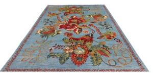 Tappeto Zigler Fine Floreale Azzurro Rosso 210x303 Cm