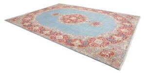 Tappeto Kerman Medaglione Floreale Azzurro Rosso 280x385 Cm