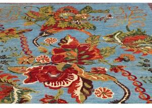 Tappeto Zigler Fine Floreale Azzurro Rosso 210x303 Cm