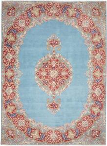 Tappeto Kerman Medaglione Floreale Azzurro Rosso 280x385 Cm