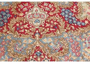 Tappeto Kerman Medaglione Floreale Azzurro Rosso 280x385 Cm