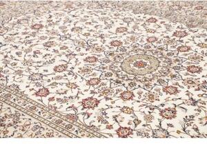 Tappeto Kashan Medaglione Floreale Avorio Blu Scuro 195x300 Cm