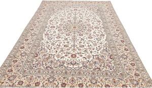 Tappeto Kashan Medaglione Floreale Avorio Blu Scuro 195x300 Cm