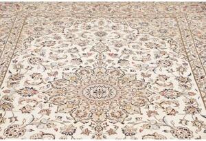 Tappeto Kashan Medaglione Floreale Avorio Grigio 194x306 Cm