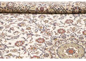 Tappeto Kashan Medaglione Floreale Avorio Blu Scuro 195x300 Cm