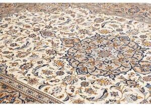 Tappeto Kashan Medaglione Floreale Avorio Blu 195x292 Cm