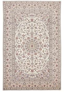 Tappeto Kashan Medaglione Floreale Avorio Blu Scuro 195x300 Cm