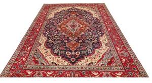 Tappeto Tabriz Medaglione Floreale Rosso Blu 200x300 Cm