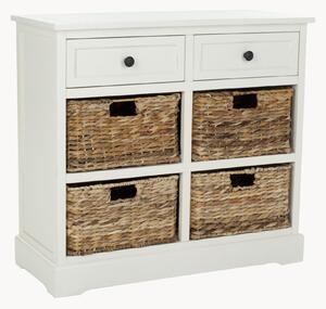 Cassettiera in legno di pino con cesti in rattan Damien
