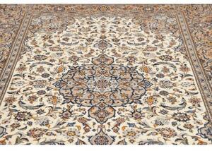 Tappeto Kashan Medaglione Floreale Avorio Blu 195x292 Cm