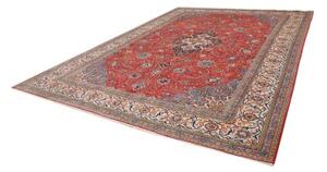 Tappeto Sarough Medaglione Floreale Rosso Mattone Blu Avio 303x415 Cm