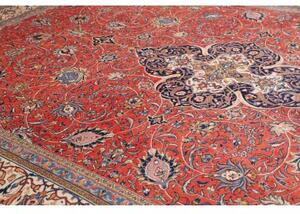 Tappeto Sarough Medaglione Floreale Rosso Mattone Blu Avio 303x415 Cm