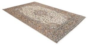 Tappeto Kashan Medaglione Floreale Avorio Blu 195x292 Cm