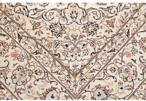 Tappeto Kashan Medaglione Floreale Avorio Grigio 194x306 Cm