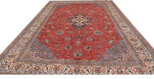 Tappeto Sarough Medaglione Floreale Rosso Mattone Blu Avio 303x415 Cm