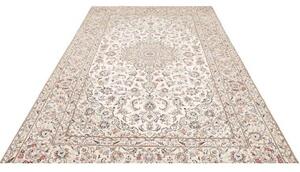 Tappeto Kashan Medaglione Floreale Avorio Grigio 194x306 Cm
