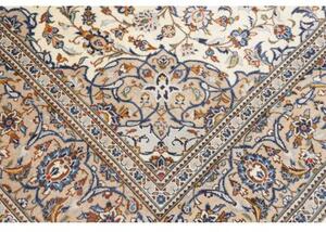 Tappeto Kashan Medaglione Floreale Avorio Blu 195x292 Cm