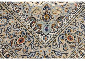 Tappeto Kashan Medaglione Floreale Avorio Azzurro 272x367 Cm