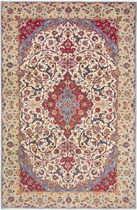 Tappeto Nadjafabad Medaglione Floreale Avorio Rosso 238x370 Cm