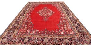 Tappeto Sarough Medaglione Floreale Rosso Blu Scuro 283x400 Cm