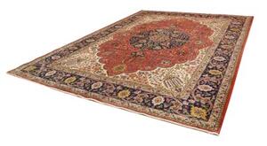 Tappeto Tabriz Medaglione Floreale Rosso Corallo Avorio 293x386 Cm