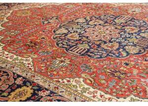 Tappeto Tabriz Medaglione Floreale Rosso Corallo Avorio 293x386 Cm