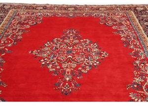 Tappeto Sarough Medaglione Floreale Rosso Blu Scuro 283x400 Cm