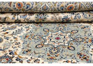 Tappeto Kashan Medaglione Floreale Avorio Azzurro 272x367 Cm