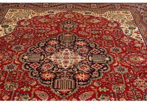 Tappeto Tabriz Medaglione Floreale Rosso Blu Scuro 255x364 Cm