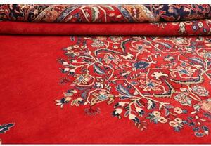 Tappeto Sarough Medaglione Floreale Rosso Blu Scuro 283x400 Cm