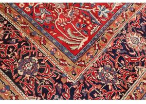 Tappeto Sarough Medaglione Floreale Rosso Blu Scuro 283x400 Cm