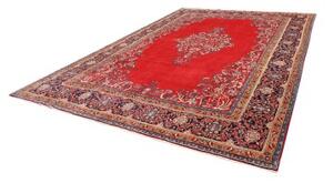 Tappeto Sarough Medaglione Floreale Rosso Blu Scuro 283x400 Cm