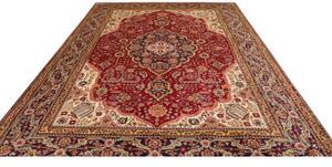 Tappeto Tabriz Medaglione Floreale Rosso Avorio 252x345 Cm