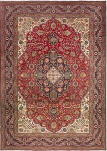 Tappeto Tabriz Medaglione Floreale Rosso Blu Scuro 255x364 Cm