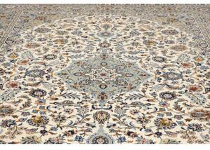 Tappeto Kashan Medaglione Floreale Avorio Azzurro 272x367 Cm