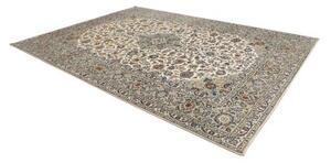 Tappeto Kashan Medaglione Floreale Avorio Azzurro 272x367 Cm