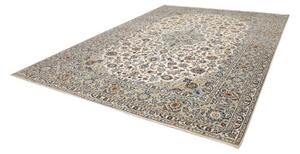 Tappeto Kashan Medaglione Floreale Avorio Azzurro 272x367 Cm