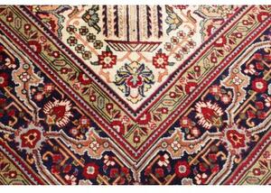 Tappeto Tabriz Medaglione Floreale Rosso Blu Scuro 255x364 Cm