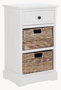 Cassettiera in legno di pino con cesti in rattan Carrie