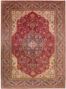 Tappeto Tabriz Medaglione Floreale Rosso Avorio 252x345 Cm