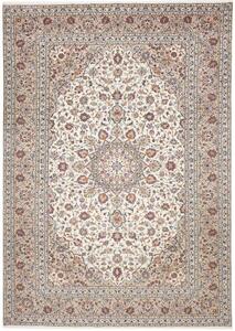 Tappeto Kashan Medaglione Floreale Avorio Blu Scuro 245x345 Cm