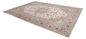 Tappeto Kashan Medaglione Floreale Avorio Blu Scuro 245x345 Cm