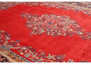 Tappeto Sarough Medaglione Floreale Rosso Blu Scuro 283x400 Cm
