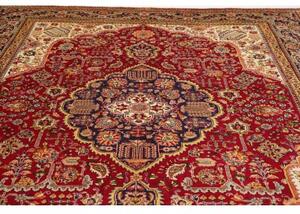 Tappeto Tabriz Medaglione Floreale Rosso Avorio 252x345 Cm