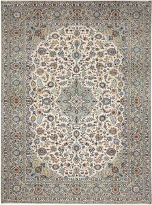 Tappeto Kashan Medaglione Floreale Avorio Azzurro 272x367 Cm